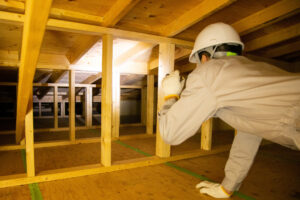 屋根裏の点検をする業者