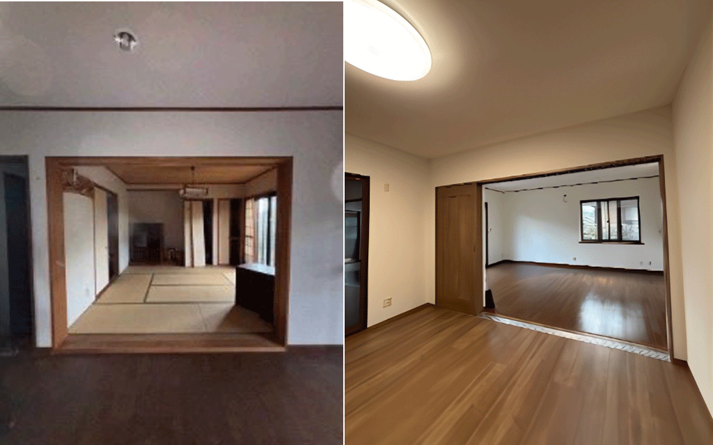 中古住宅の内外装フルリフォームした佐倉市の事例　before after　２